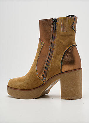 Bottines/boots tissage satiné talon de 7 à 9cm marron ROSEMETAL femme