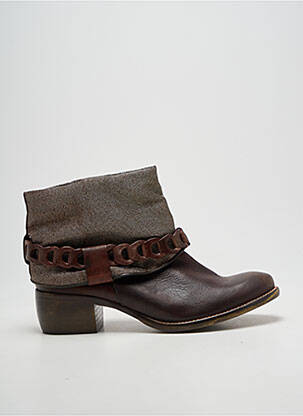 Bottines/boots tissage satiné talon de 4 à 6cm marron KARSTON femme