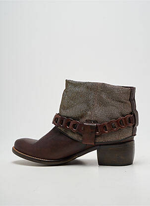 Bottines/boots tissage satiné talon de 4 à 6cm marron KARSTON femme
