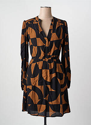 Robe courte manches longues manches longues marron GRACE & MILA femme