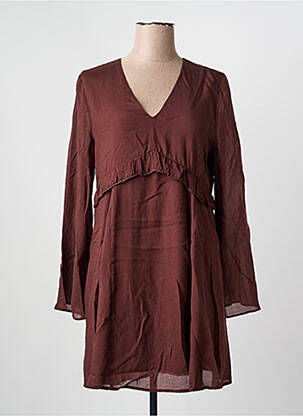 Robe courte coupe évasée manches longues marron LILI & LALA femme