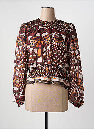 Blouse imprimé fantaisie manches longues marron AN' GE femme