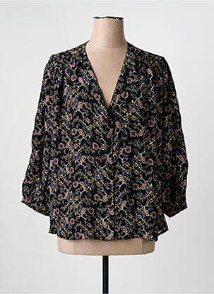 Chemisier imprimé fleurs manches 3/4 noir GRACE & MILA femme