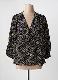 Chemisier imprimé fleurs manches 3/4 noir GRACE & MILA femme