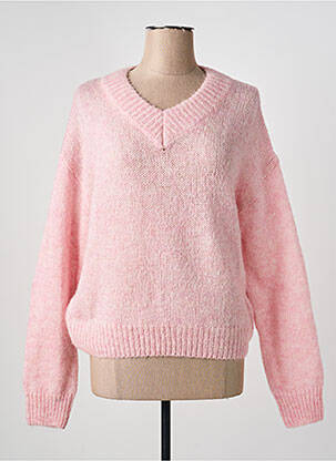 Pull col v manches longues rose GRACE & MILA femme