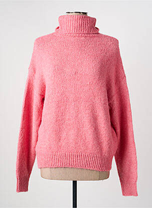 Pull col roulé tissage chiné manches longues rose LILI & LALA femme