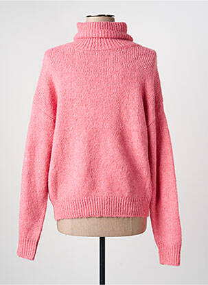 Pull col roulé tissage chiné manches longues rose LILI & LALA femme