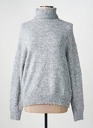 Pull col roulé tissage chiné manches longues gris LILI & LALA femme