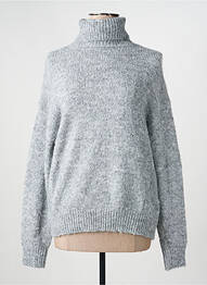 Pull col roulé tissage chiné manches longues gris LILI & LALA femme