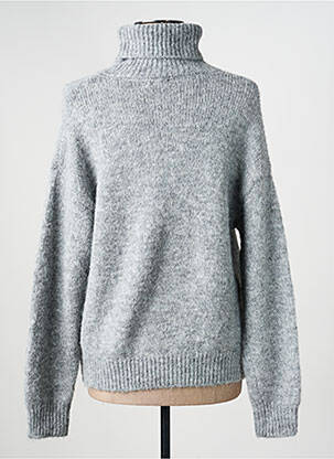 Pull col roulé tissage chiné manches longues gris LILI & LALA femme