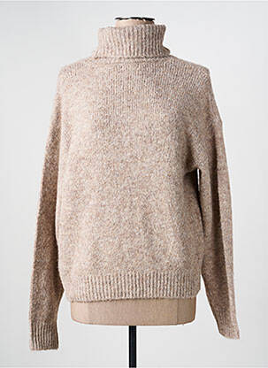 Pull col roulé tissage chiné manches longues marron LILI & LALA femme