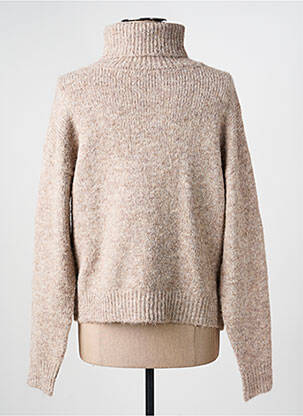 Pull col roulé tissage chiné manches longues marron LILI & LALA femme