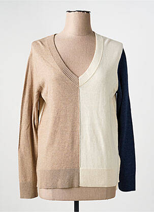 Pull col v manches longues beige WHITE STUFF femme