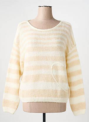 Pull stretch manches longues beige GRACE & MILA femme