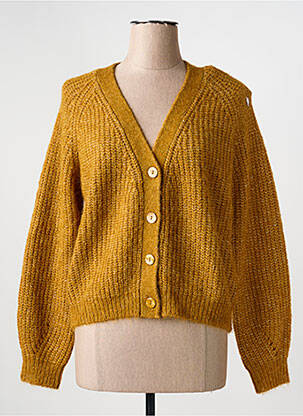 Gilet manches longues resserrée sur le bas jaune GRACE & MILA femme