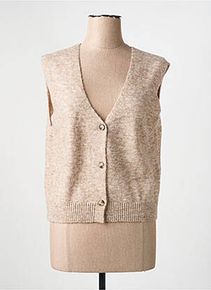 Gilet sans manche maille tricot marron GRACE & MILA femme
