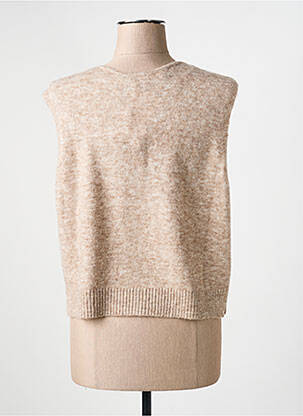 Gilet sans manche maille tricot marron GRACE & MILA femme