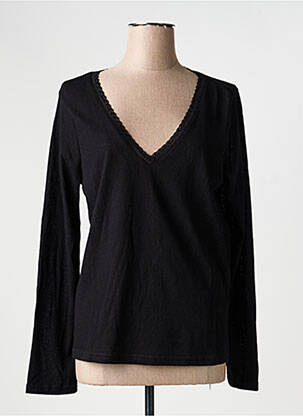 Top coupe cintrée manches longues noir GRACE & MILA femme