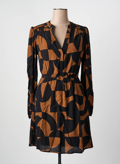 Robe courte manches longues manches longues marron GRACE & MILA femme