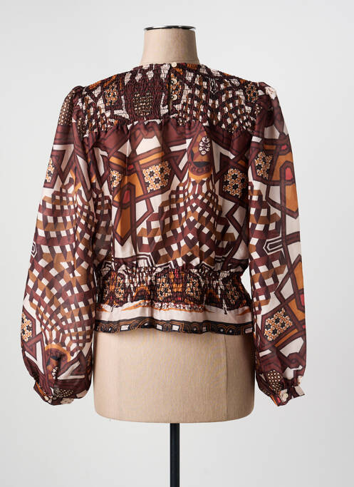 Blouse imprimé fantaisie manches longues marron AN' GE femme