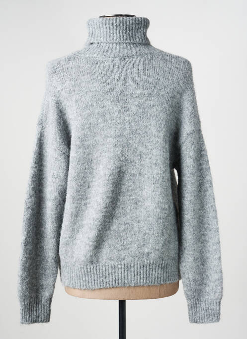 Pull col roulé tissage chiné manches longues gris LILI & LALA femme