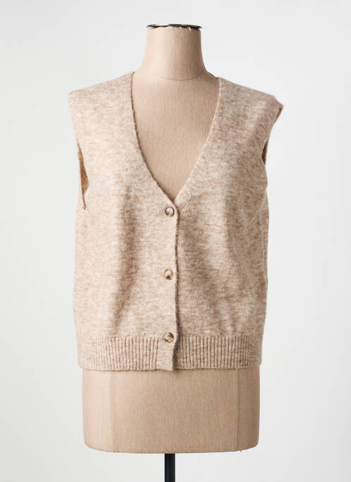 Gilet sans manche maille tricot marron GRACE & MILA femme