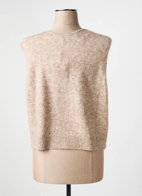 Gilet sans manche maille tricot marron GRACE & MILA femme