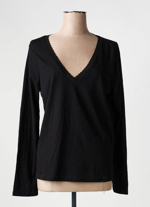 Top coupe cintrée manches longues noir GRACE & MILA femme