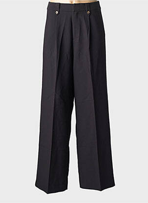 Pantalon large tissage crêpe taille haute noir GRACE & MILA femme