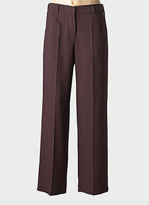 Pantalon droit tissage crêpe taille normale marron PAKO LITTO femme
