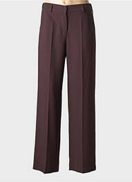 Pantalon droit tissage crêpe taille normale marron PAKO LITTO femme