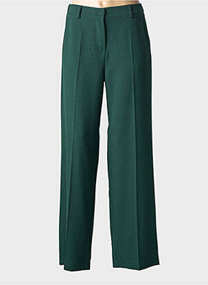 Pantalon droit tissage crêpe taille normale vert PAKO LITTO femme