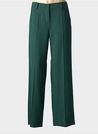 Pantalon droit tissage crêpe taille normale vert PAKO LITTO femme