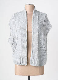 Gilet manches courtes maille tricot gris PAKO LITTO femme