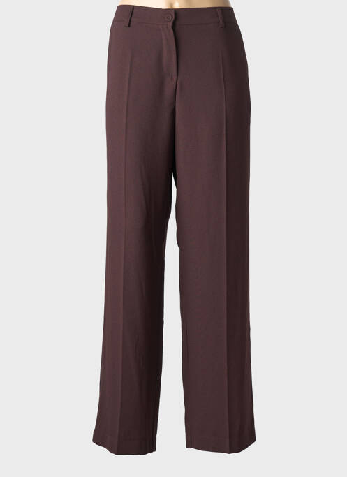 Pantalon droit fermeture zippée sous rabat boutonné taille normale marron PAKO LITTO femme
