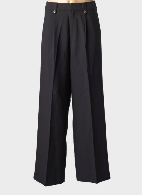 Pantalon large tissage crêpe taille haute noir GRACE & MILA femme