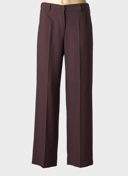Pantalon droit fermeture zippée sous rabat boutonné taille normale marron PAKO LITTO femme