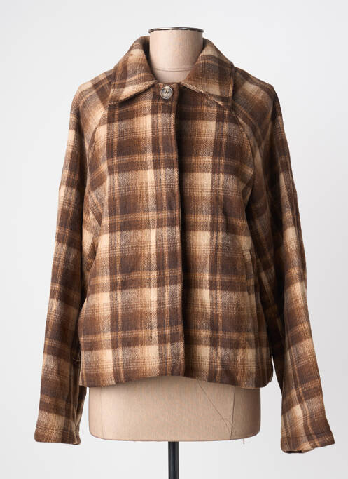 Manteau court coupe droite sans capuche marron LILI & LALA femme