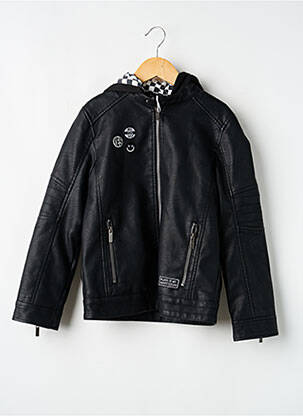Veste simili cuir noir LOSAN garçon