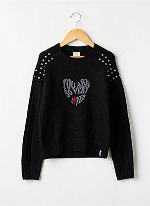 Pull tissage côtelé manches longues noir BOBOLI fille