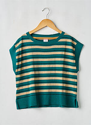 Pull coupe droite manches courtes vert BOBOLI fille