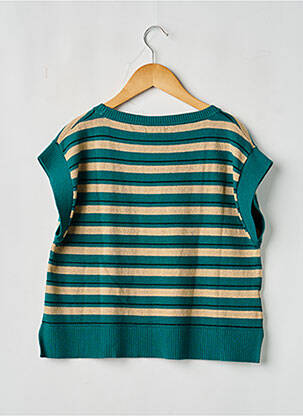 Pull coupe droite manches courtes vert BOBOLI fille