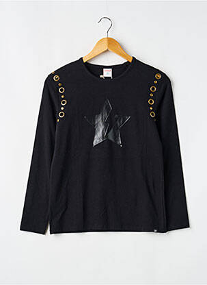 T-shirt coupe cintrée manches longues noir BOBOLI fille