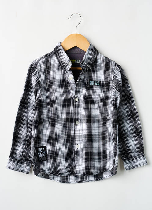 Chemise manches longues tissage popeline noir LOSAN garcon