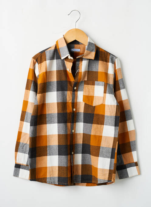 Chemise manches longues tissage popeline orange MAYORAL garcon