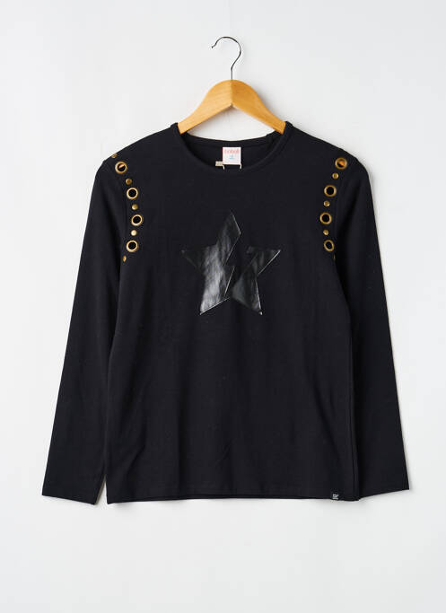 T-shirt coupe cintrée manches longues noir BOBOLI fille