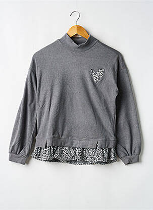 Pull coupe droite manches longues gris NEWNESS fille