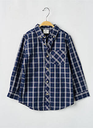 Chemise manches longues coupe droite bleu ZY garçon