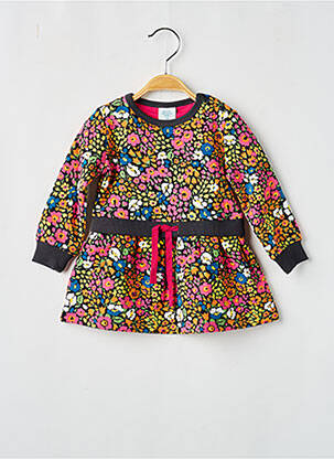 Robe courte imprimé fantaisie manches longues noir BOBOLI fille