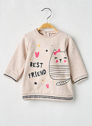 Robe pull sérigraphie manches longues beige BABY BOL fille